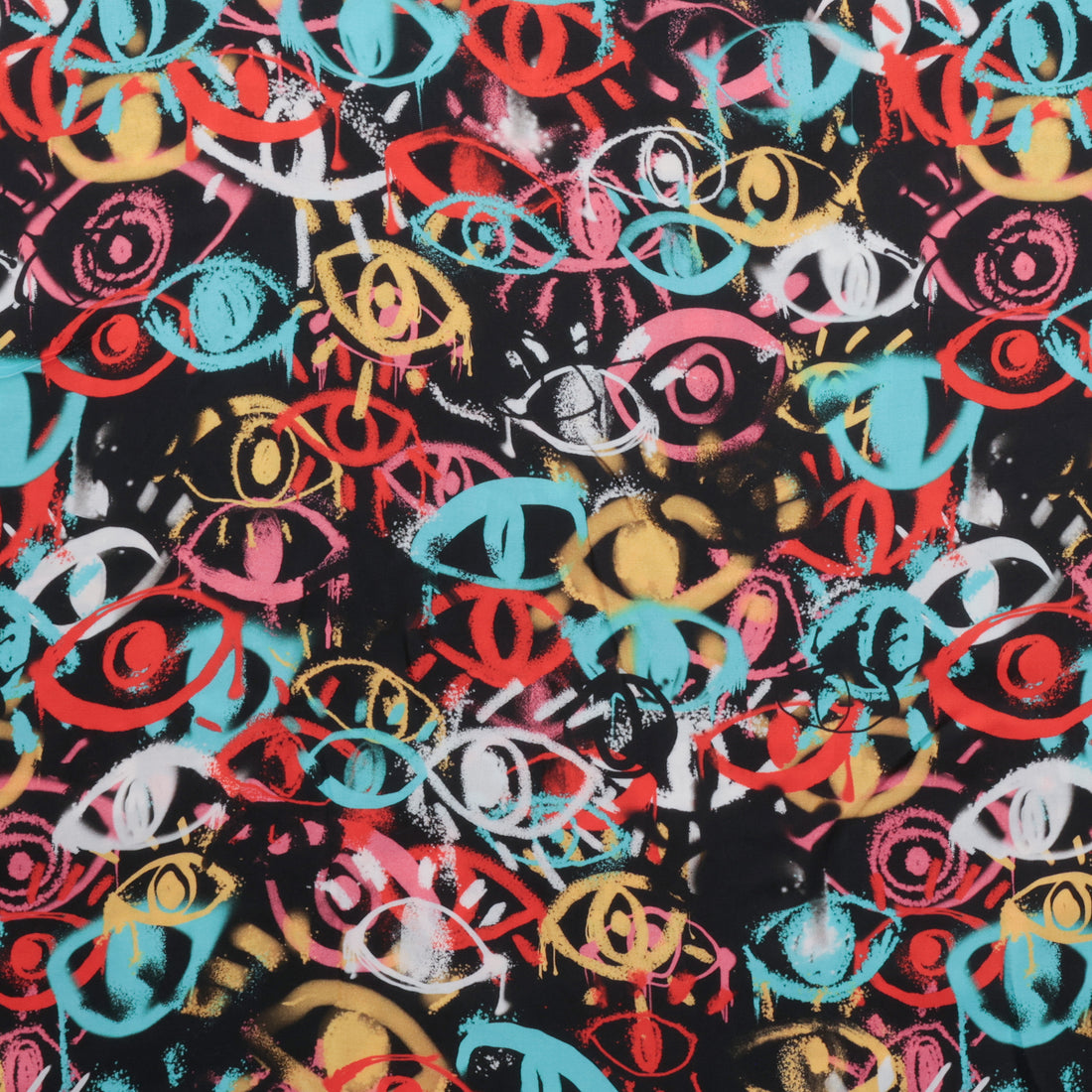 Viscose - Challis - Digital Print - Graffiti Eyes - Assorted