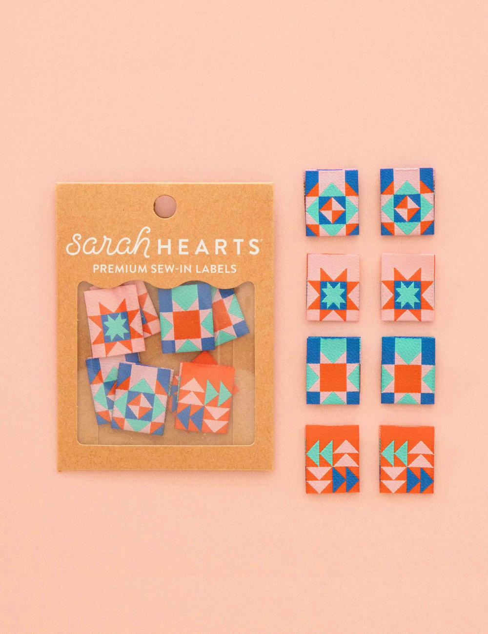 Sarah Hearts - Sewing Labels - Summer Vibes Quilt Block