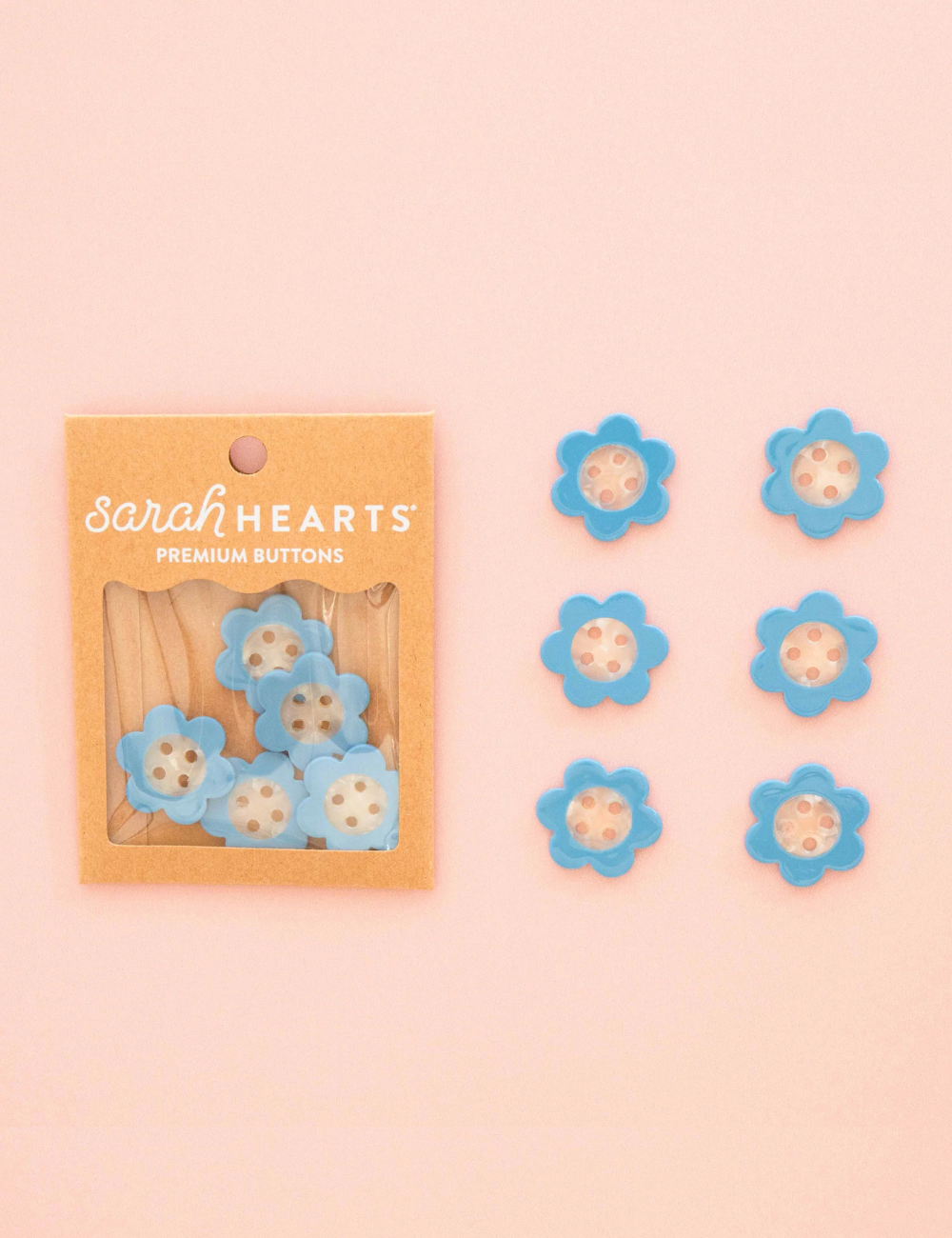 Sarah Hearts - Buttons - Blue Daisy - Large