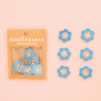 Sarah Hearts - Buttons - Blue Daisy - Large