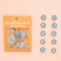 Sarah Hearts - Buttons - Blue Daisy - Small