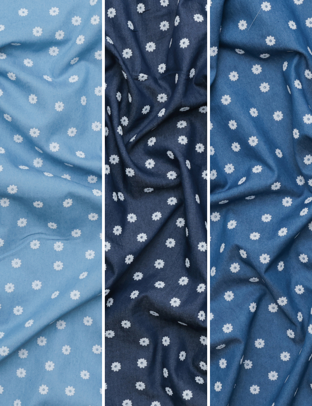 Cotton Blend - Chambray Burnout - Mini Flowers - Assorted