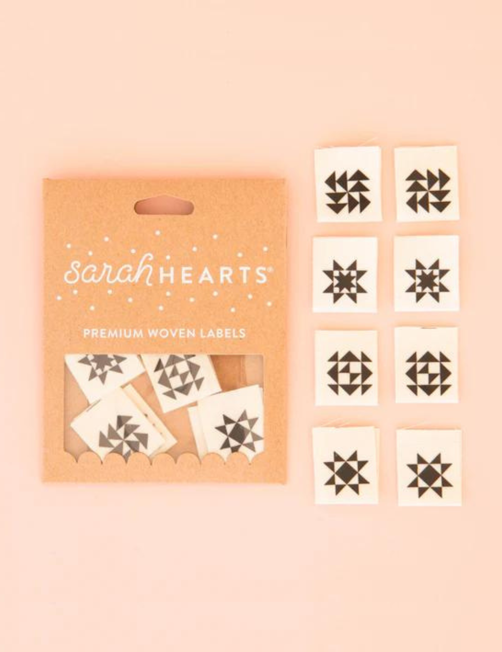 Sarah Hearts - Sewing Labels - Black Quilt Block
