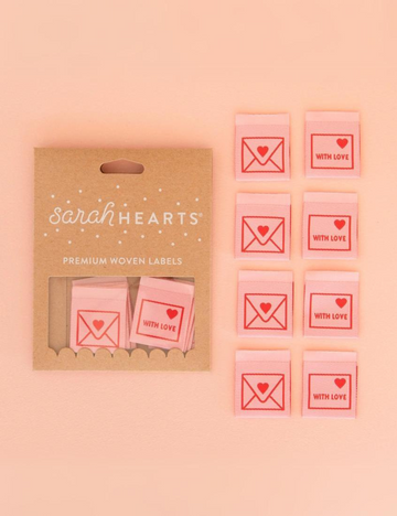Sarah Hearts - Sewing Labels - With Love Envelope