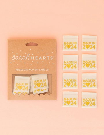 Sarah Hearts - Sewing Labels - Made In 2024 Gold
