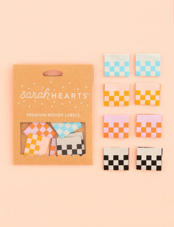 Sarah Hearts - Sewing Labels - Checkerboard Multipack