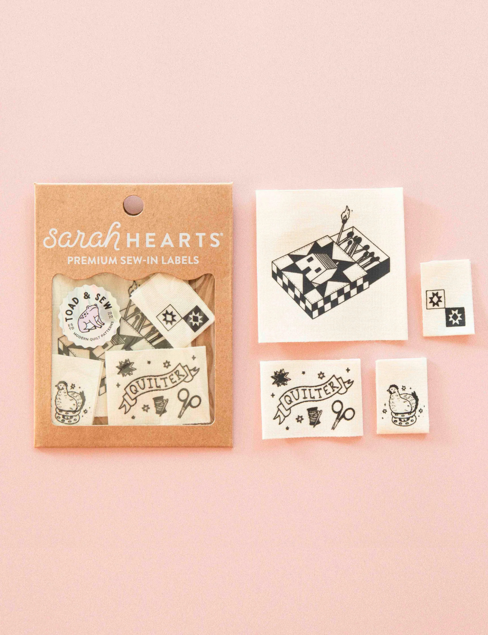 Sarah Hearts - Sewing Labels - Toad and Sew Quilty