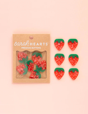 Sarah Hearts - Buttons - Strawberry - Large