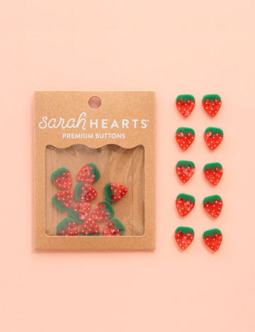 Sarah Hearts - Buttons - Strawberry - Small