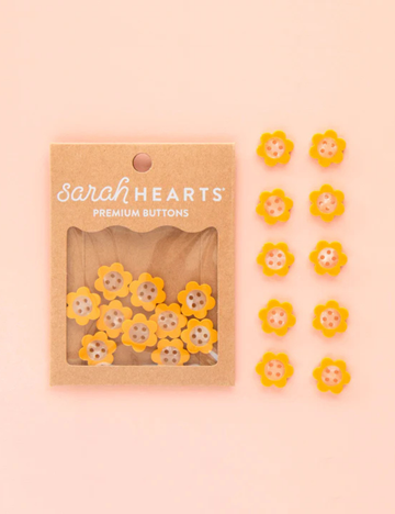 Sarah Hearts - Buttons - Yellow Daisy - Small