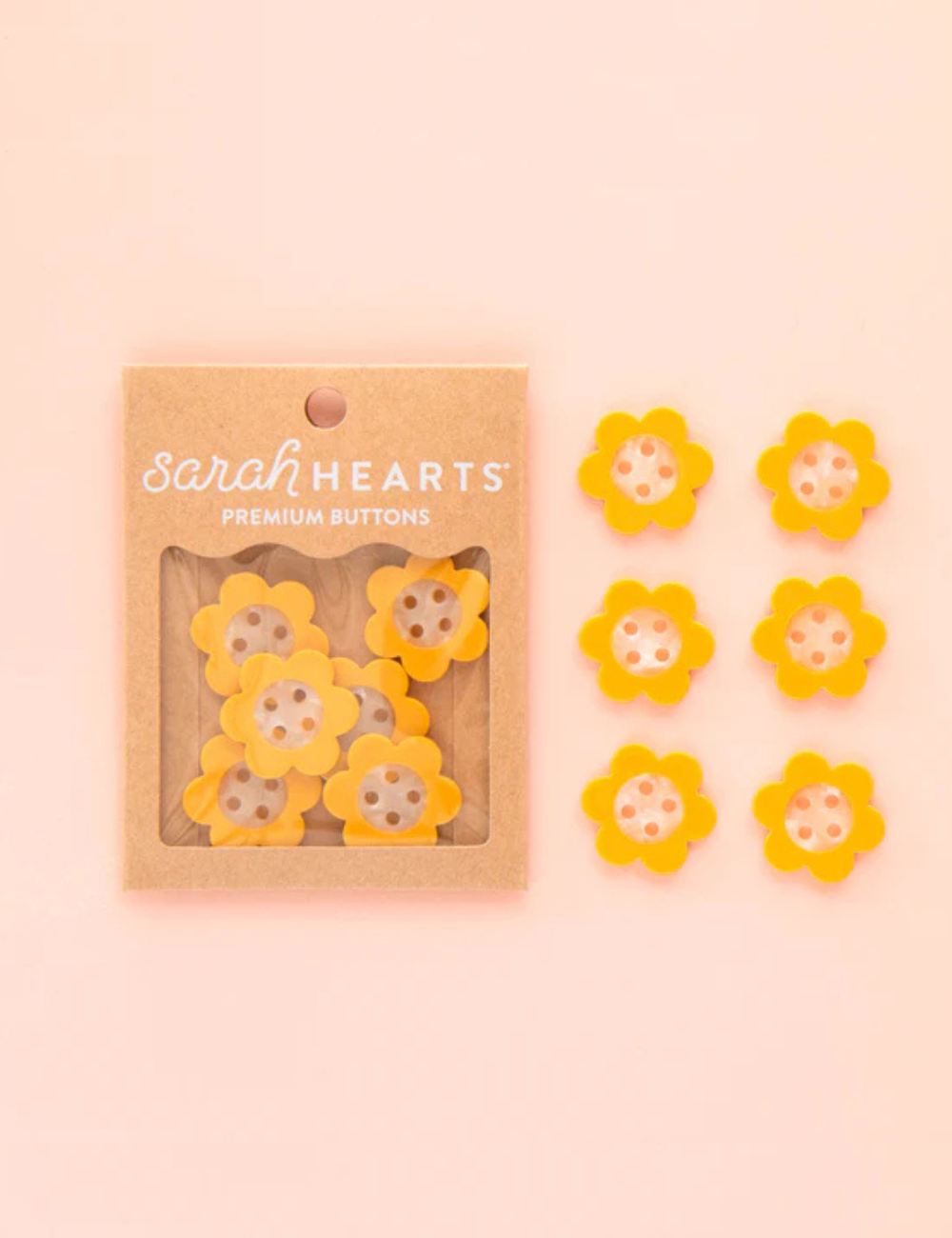 Sarah Hearts - Buttons - Yellow Daisy - Large