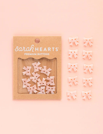 Sarah Hearts - Buttons - Pink Bow - Small