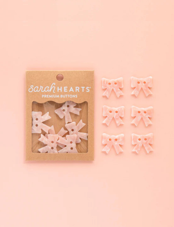 Sarah Hearts - Buttons - Pink Bow - Large