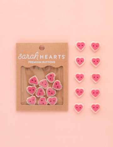 Sarah Hearts - Buttons - Pink Sweet Heart - Small