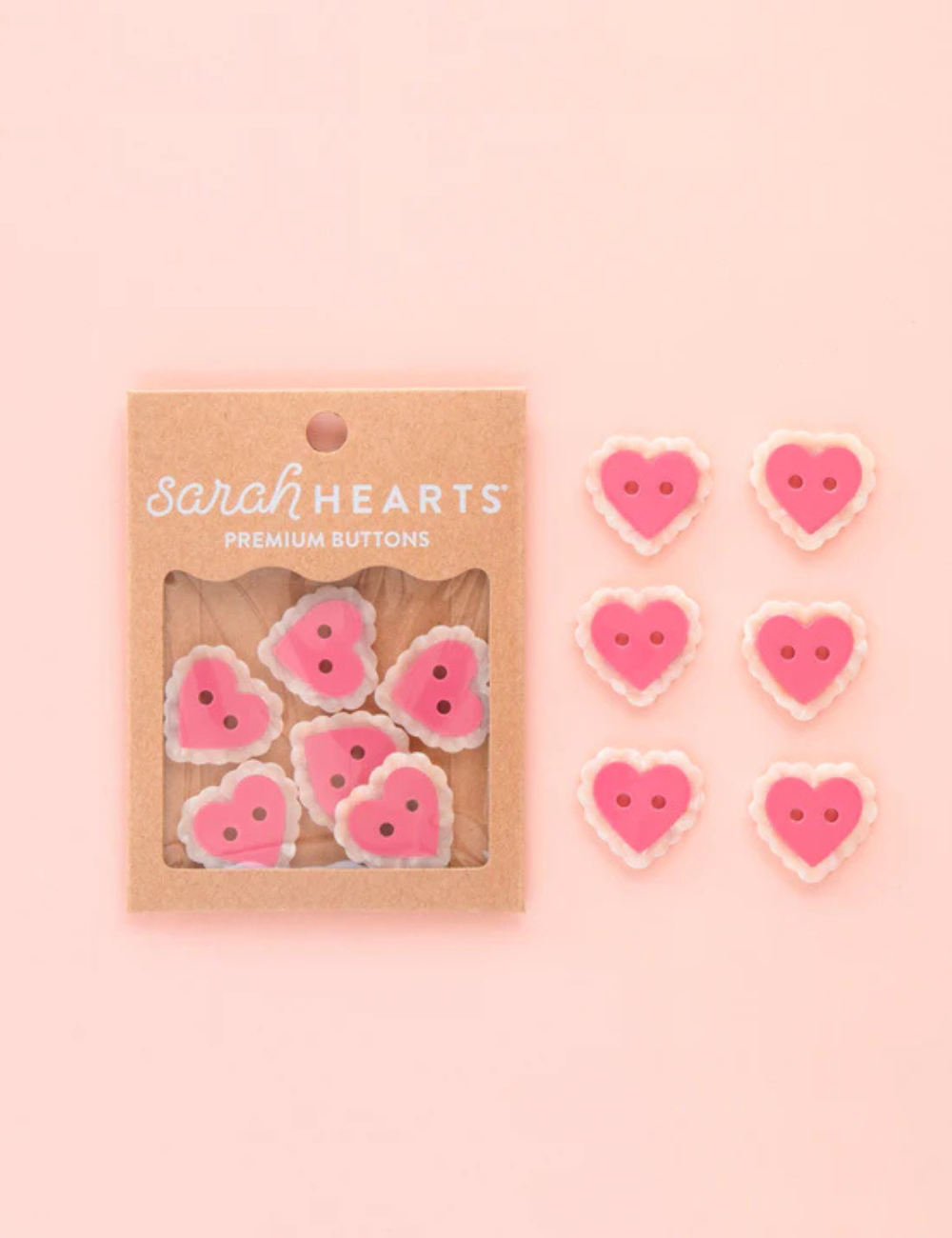 Sarah Hearts - Buttons - Pink Sweet Heart - Large