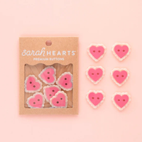 Sarah Hearts - Buttons - Pink Sweet Heart - Large