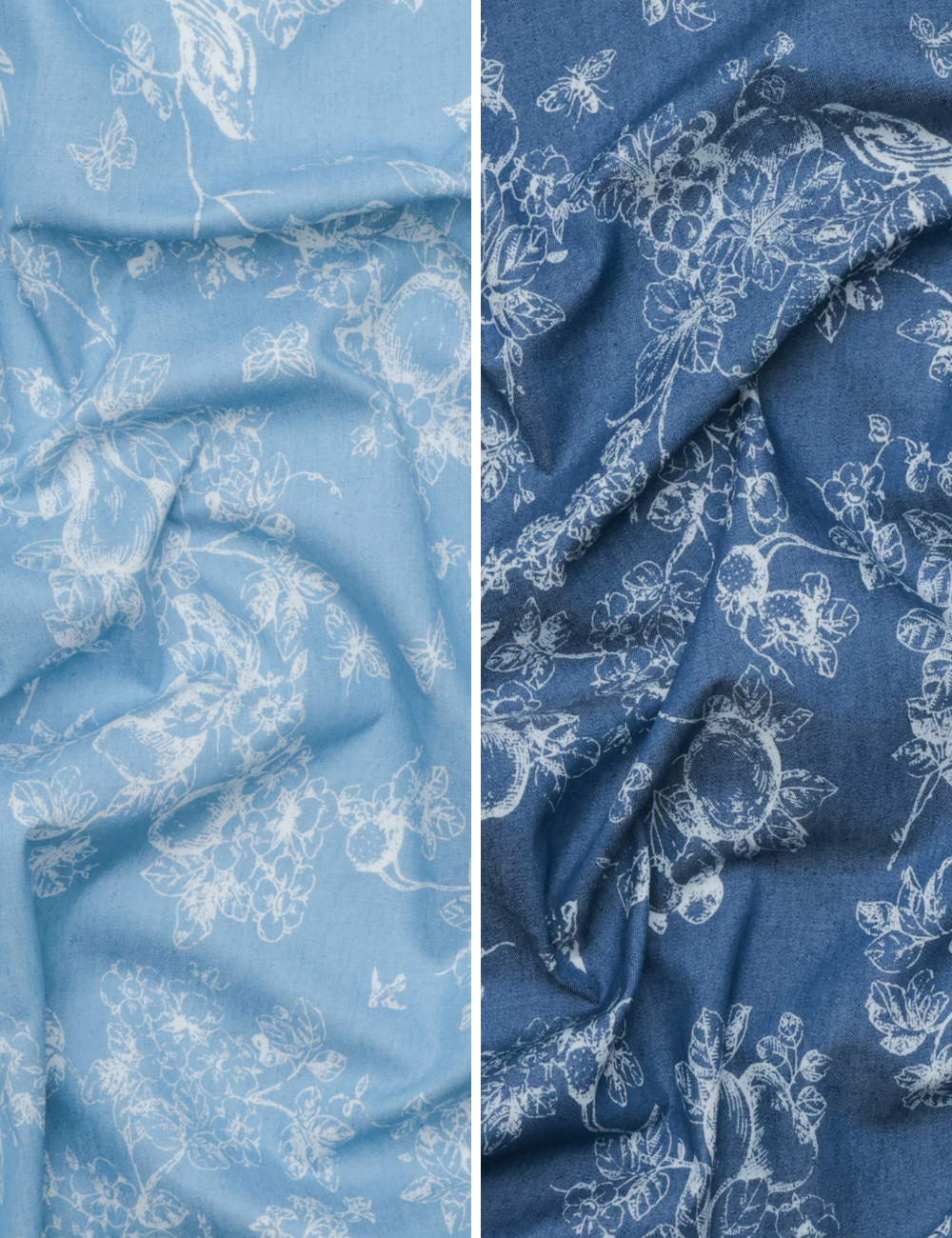 Cotton Blend - Chambray - Birds - Assorted