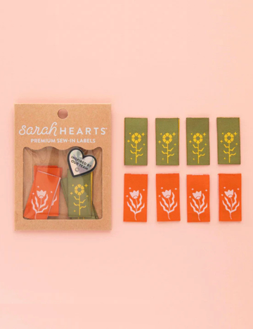 Sarah Hearts - Sewing Labels - Floral Design Multipack