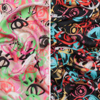 Viscose - Challis - Digital Print - Graffiti Eyes - Assorted