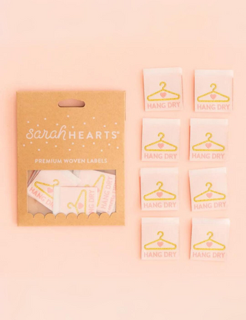 Sarah Hearts - Sewing Labels - Hang Dry Gold