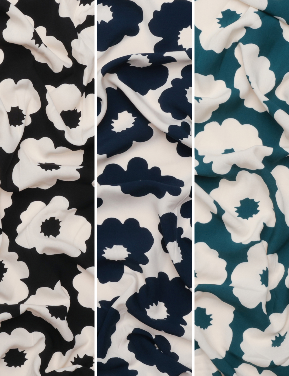 Viscose - Poplin Print - Flowers - Assorted