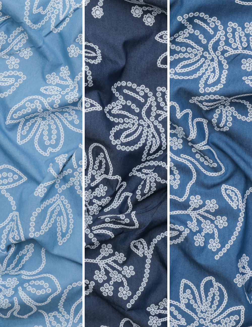 Cotton Blend - Chambray Burnout - Flower Vines - Assorted