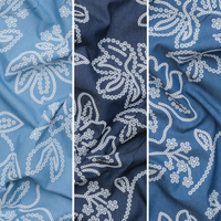 Cotton Blend - Chambray Burnout - Flower Vines - Assorted