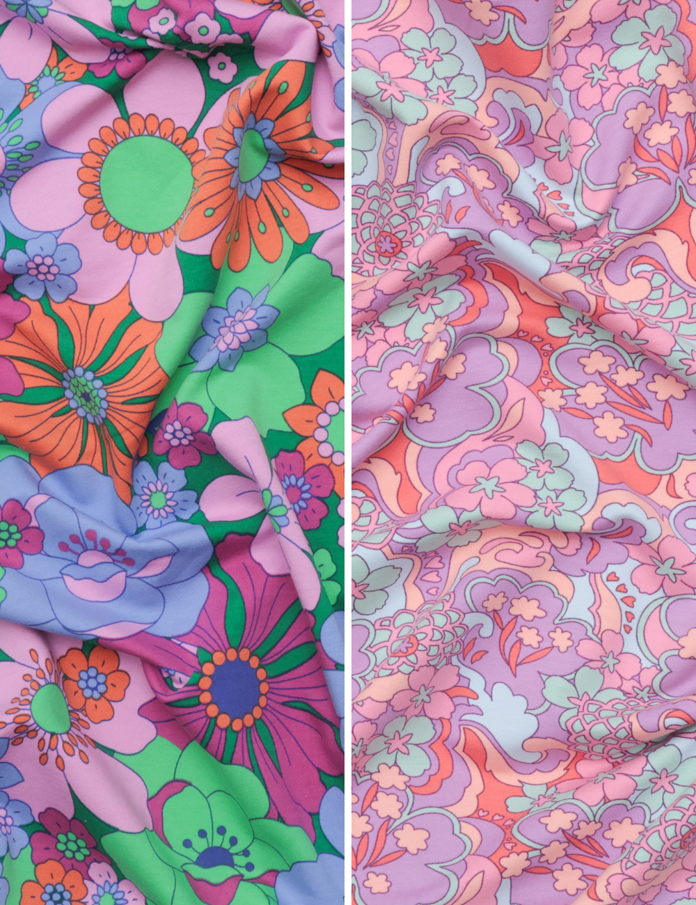 Cotton - French Terry - Designer Print - Groovy Floral - Assorted
