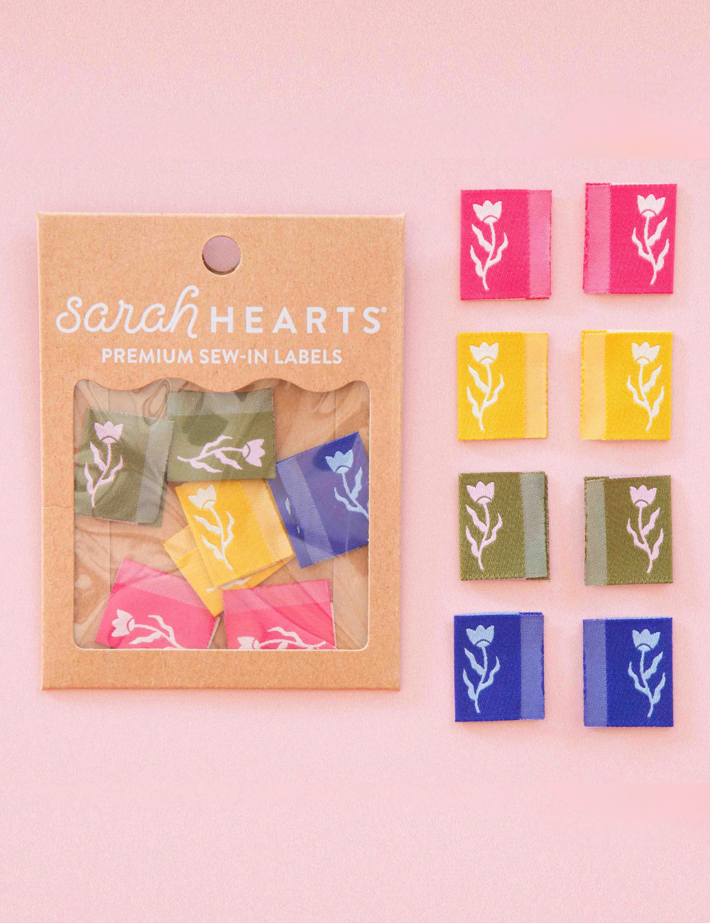 Sarah Hearts - Sewing Labels - Tiny Floral Side Labels