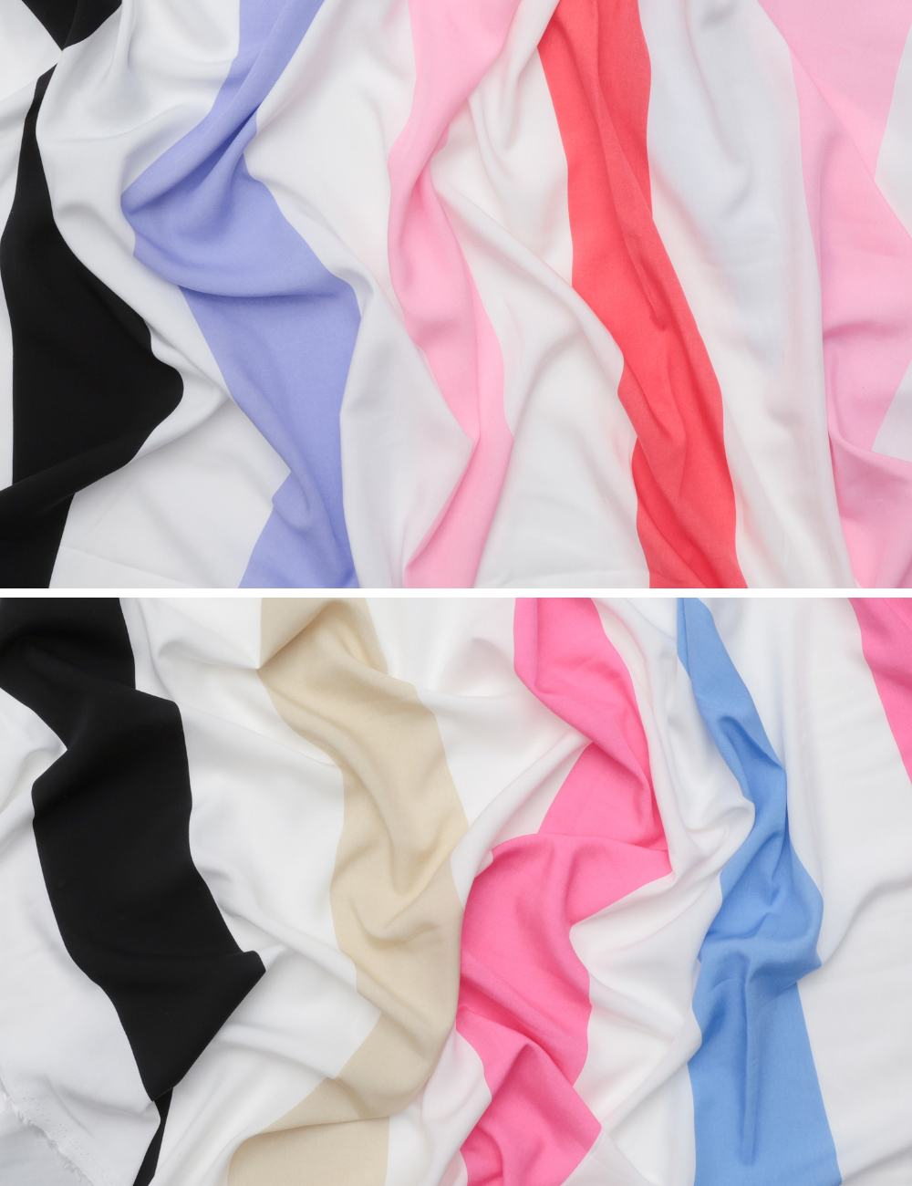 Rayon - Poplin Print - Wide Stripe - Assorted