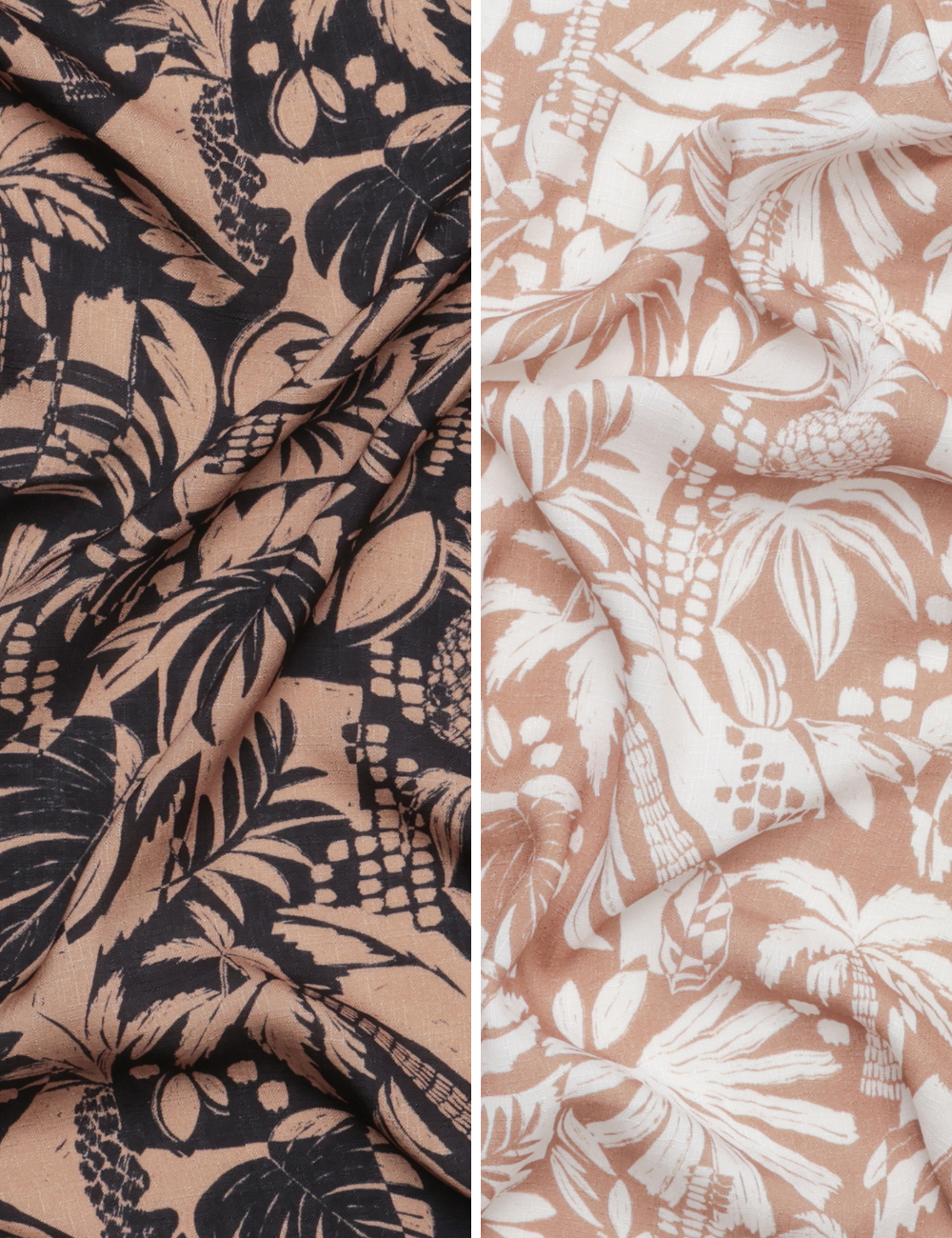 Rayon - Slub - Digital Print - Island Leaves - Assorted