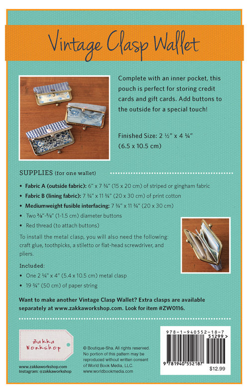Zakka Workshop - Vintage Clasp Wallet Kit