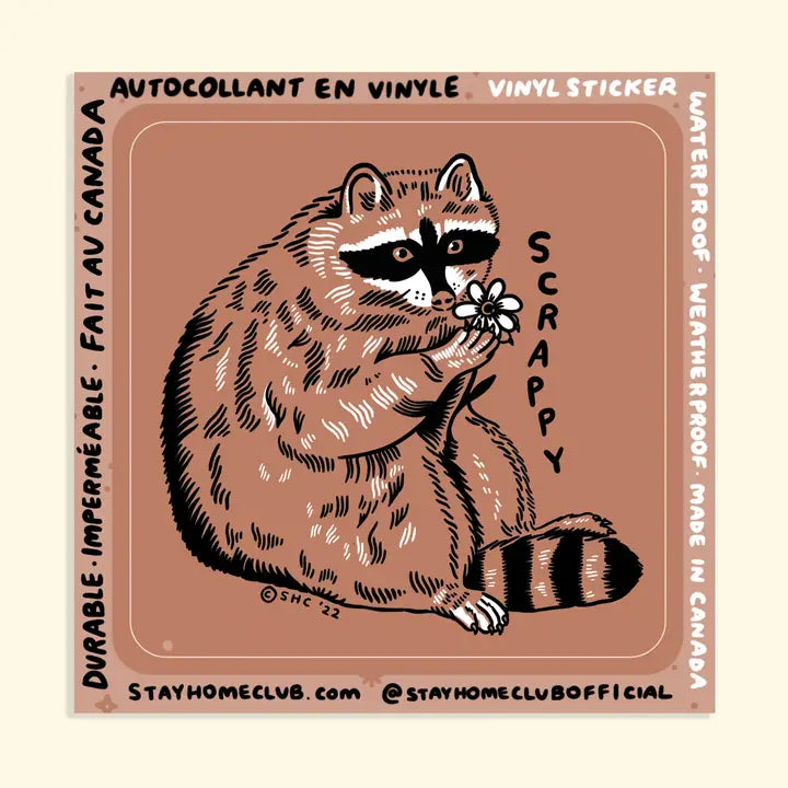 Stay Home Club - Vinyl Sticker - Scrappy Raccoon