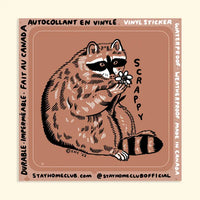 Stay Home Club - Vinyl Sticker - Scrappy Raccoon