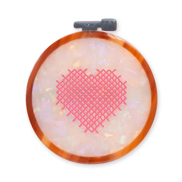 Sarah Hearts - Barrette - Cross Stitch Embroidery Hoop