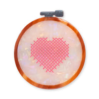 Sarah Hearts - Barrette - Cross Stitch Embroidery Hoop