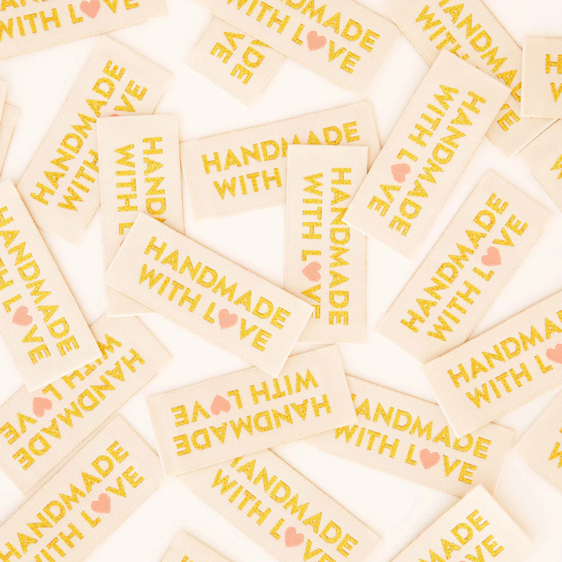 Sarah Hearts - Sewing Labels - Handmade With Love Gold