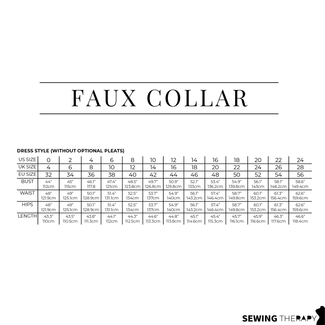 PDF Faux Collar Shirt and Dress Pattern - Sewing Therapy