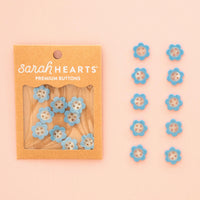Sarah Hearts - Buttons - Blue Daisy - Small