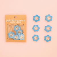 Sarah Hearts - Buttons - Blue Daisy - Large