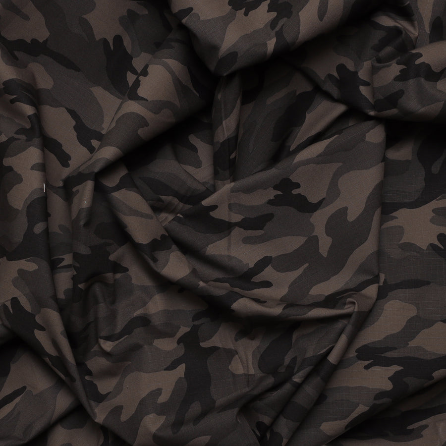 Cotton Ripstop - Camouflage -  Charcoal