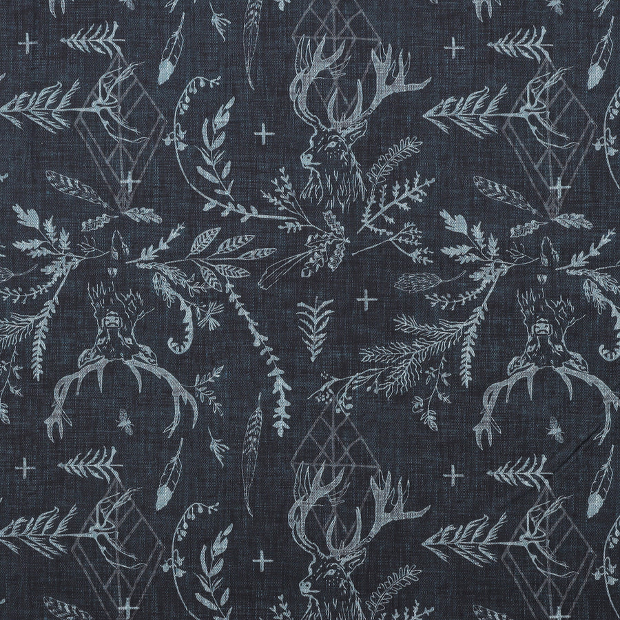 Figo - Cotton - Forest Fable - Stags - Navy