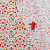 Lewis & Irene - Cotton - Poppies - Poppy and Hare - Light Grey