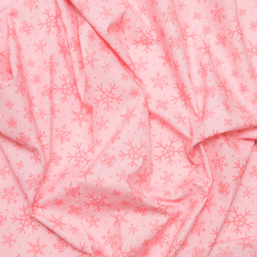 Cotton - Holly Holiday - Snowflakes - Petal Pink