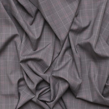 Wool Blend - Suiting - Grey Pink Plaid