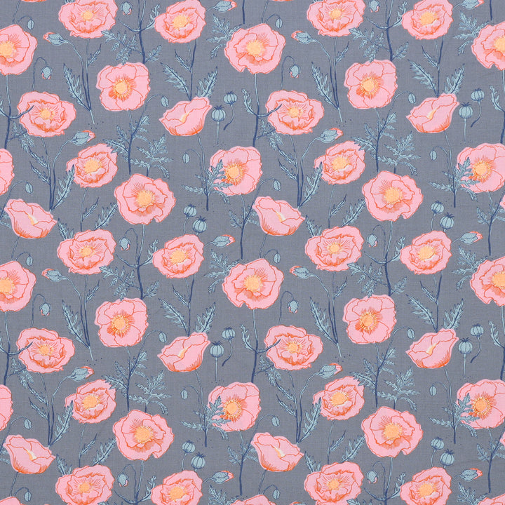 Ruby Star - Cotton - Unruly Nature - Poppies - Cloud