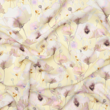 Linen Blend - Digital Print - Soft Yellow Lilac