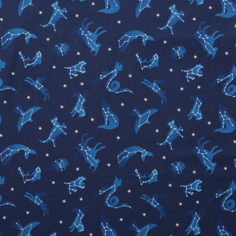 Lewis & Irene - Cotton - Space Glow - Constellations - Dark Blue