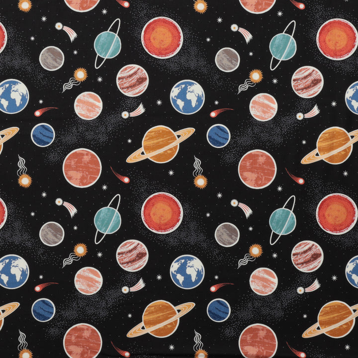 Lewis & Irene - Cotton - Space Glow - Planets - Black