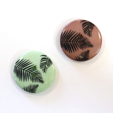 Button - 2 Hole - 25mm - Leaf Print - Assorted